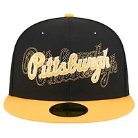 Men's New Era Black Pittsburgh Pirates Shadow Stitch 59FIFTY Fitted Hat