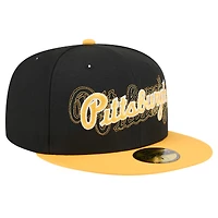 Men's New Era Black Pittsburgh Pirates Shadow Stitch 59FIFTY Fitted Hat