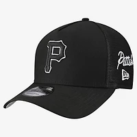 Casquette trucker ajustable New Era noire Pittsburgh Pirates pour homme, modèle 9FORTY, logo A-Frame