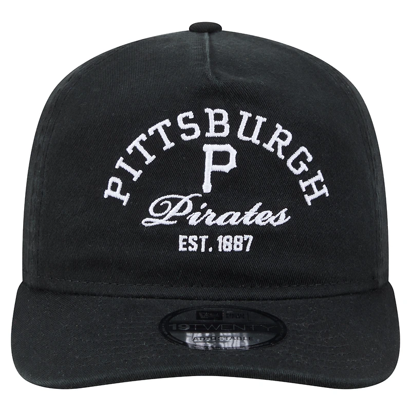 Men's New Era Black Pittsburgh Pirates Stacked 19TWENTY Adjustable Hat
