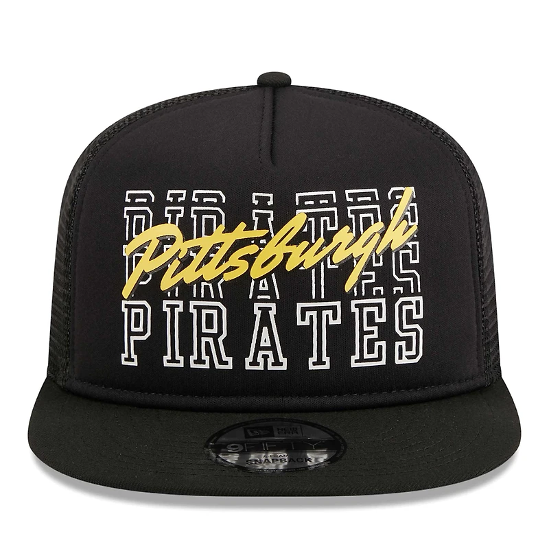 Men's New Era Black Pittsburgh Pirates Street Team A-Frame Trucker 9FIFTY Snapback Hat