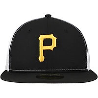 Men's New Era Black Pittsburgh Pirates Team Color 59FIFTY Trucker Fitted Hat