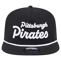 Casquette snapback de golfeur à texte de l'équipe des Pirates de Pittsburgh noire New Era pour homme