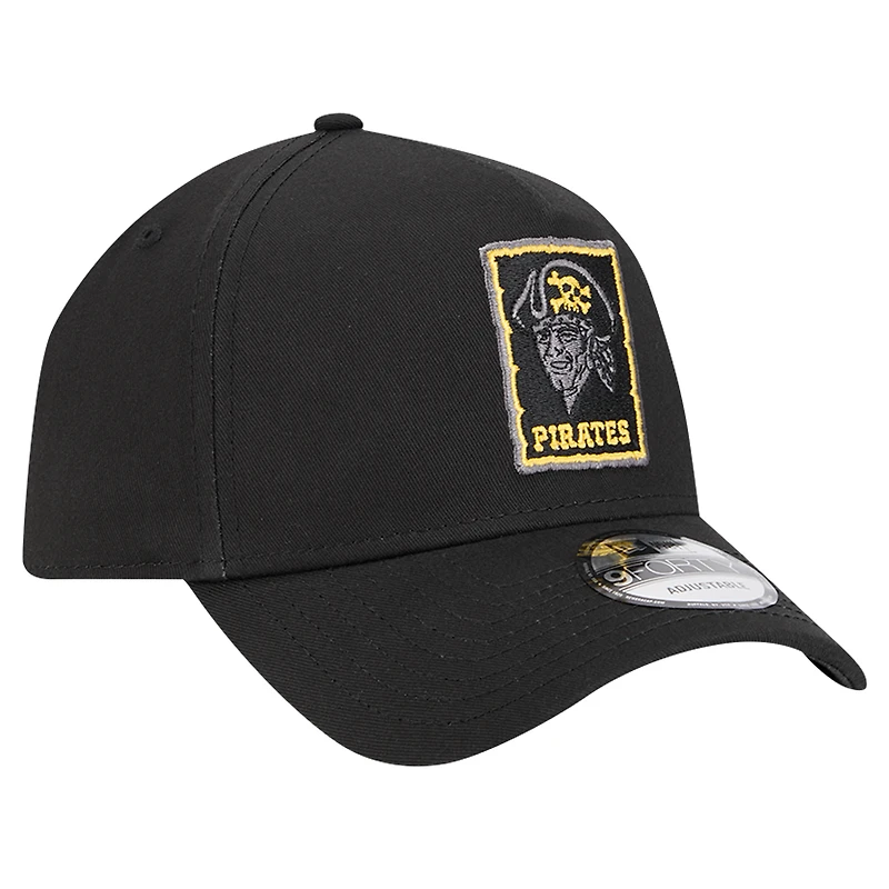 Casquette réglable ton sur ton Pop 9FORTY A-Frame Pittsburgh Pirates New Era noire pour hommes