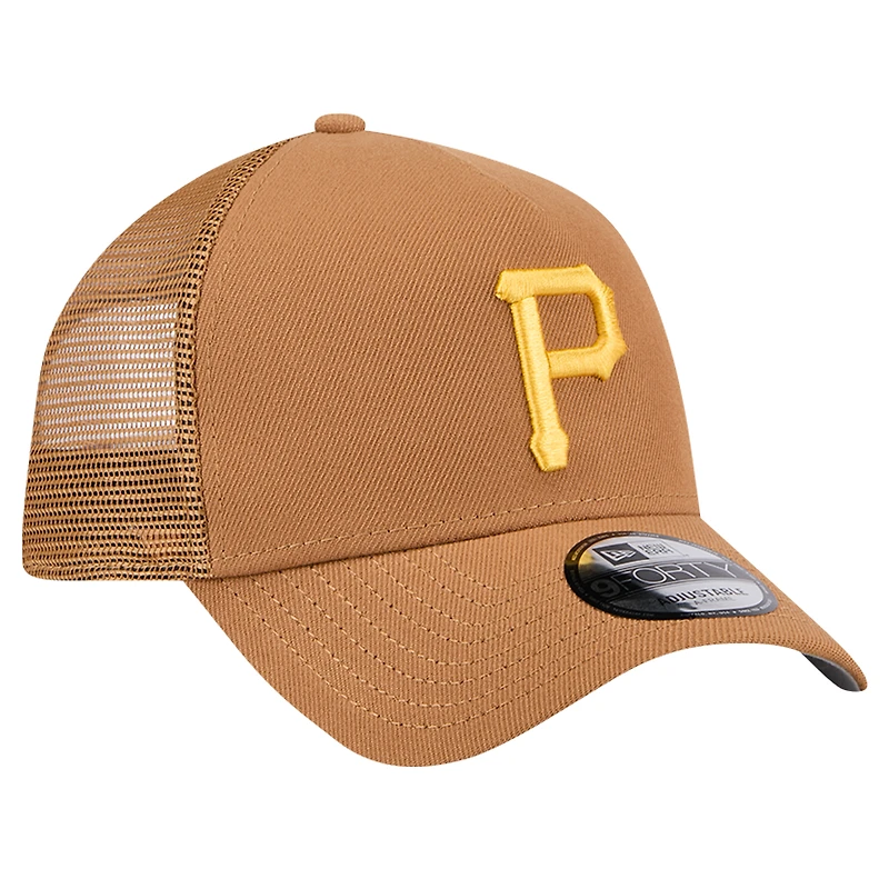 Casquette ajustable 9FORTY A-Frame Trucker des Pirates de Pittsburgh New Era marron pour hommes
