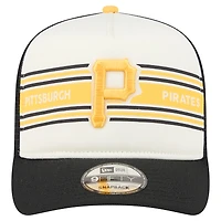 Casquette snapback A-Frame 9FIFTY Trucker pour homme New Era crème/noir avec bannière des Pirates de Pittsburgh