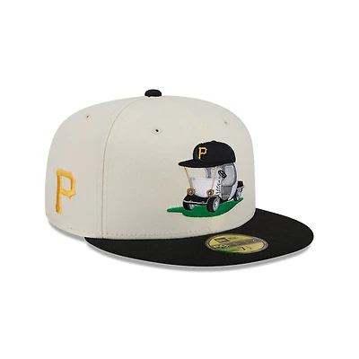 Men's New Era  Cream/Black Pittsburgh Pirates Bullpen Cart 59FIFTY Fitted Hat