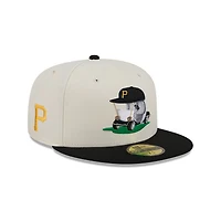 Men's New Era  Cream/Black Pittsburgh Pirates Bullpen Cart 59FIFTY Fitted Hat