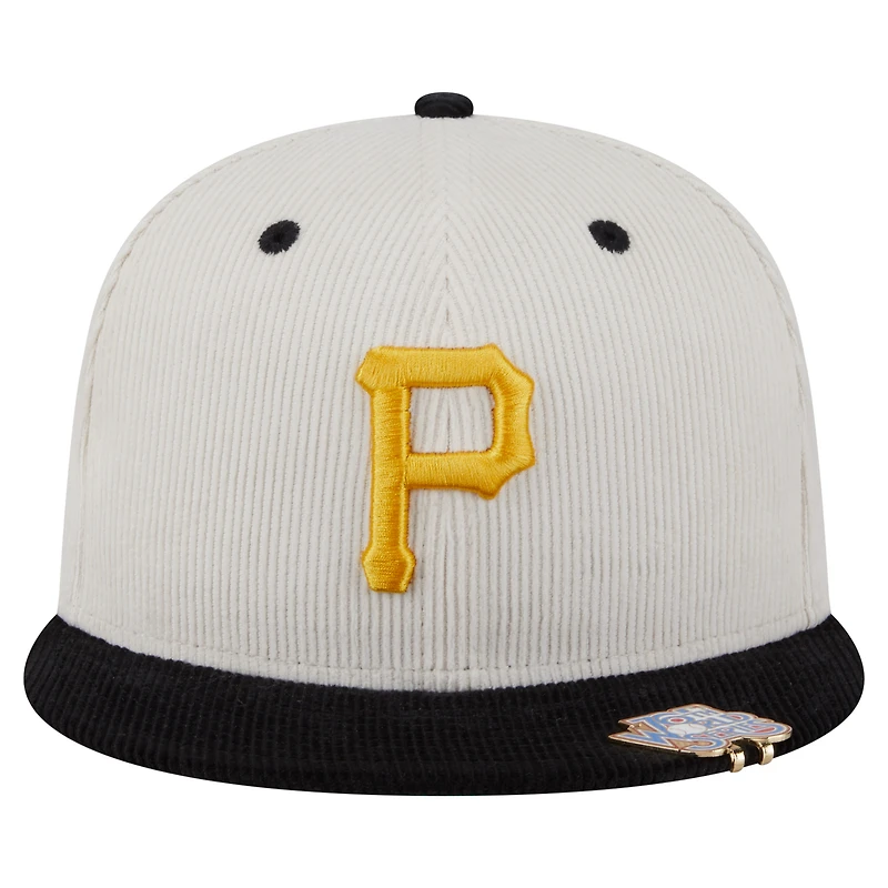 Men's New Era Cream/Black Pittsburgh Pirates Two-Tone Corduroy 59FIFTY Fitted Hat