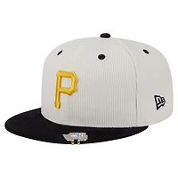 Men's New Era Cream/Black Pittsburgh Pirates Two-Tone Corduroy 59FIFTY Fitted Hat