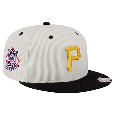 Men's New Era Cream/Black Pittsburgh Pirates Two-Tone Corduroy 59FIFTY Fitted Hat
