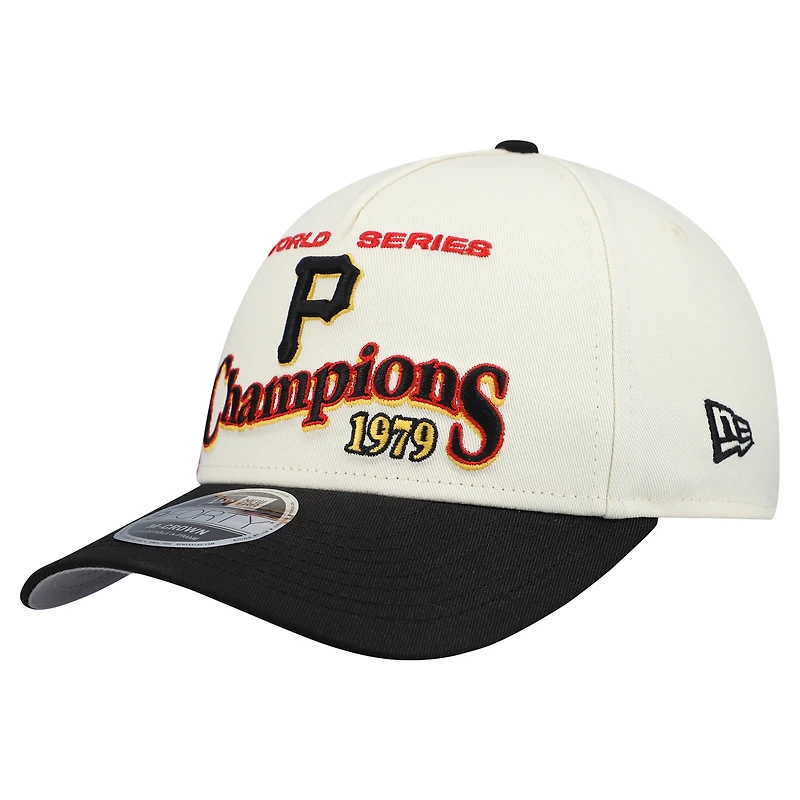 Casquette ajustable New Era 9FORTY M-Crown pour homme, couleur crème/noir, des Pirates de Pittsburgh World Series