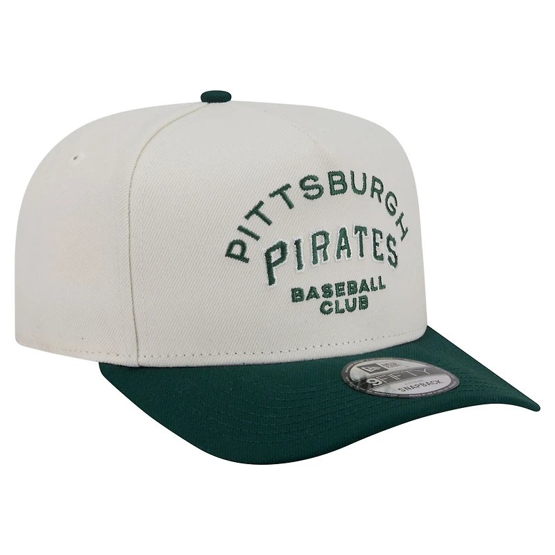 Men's New Era  Cream/Dark Green Pittsburgh Pirates Chrome A-Frame 9FIFTY Snapback Hat