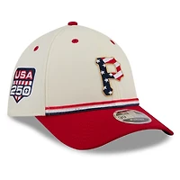 Men's New Era Cream/Red Pittsburgh Pirates USA 250 Fourth of July 39THIRTY M-Crown Flex Hat