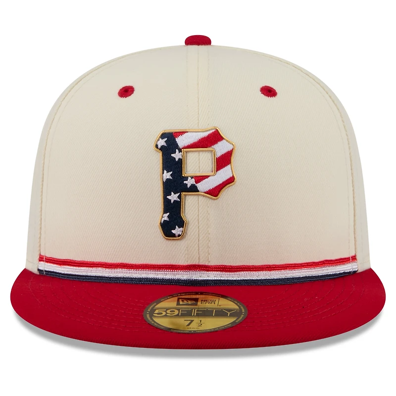 Men's New Era Cream/Red Pittsburgh Pirates USA 250 Fourth of July 59FIFTY Fitted Hat