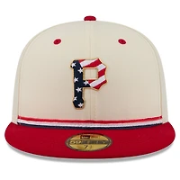 Men's New Era Cream/Red Pittsburgh Pirates USA 250 Fourth of July 59FIFTY Fitted Hat