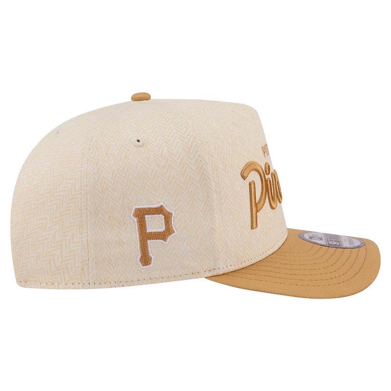 Men's New Era  Cream Pittsburgh Pirates Herringbone 9FIFTY A-Frame Snapback Hat