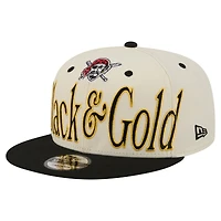 Men's New Era Cream Pittsburgh Pirates Oversized Slogan 9FIFTY Snapback Hat