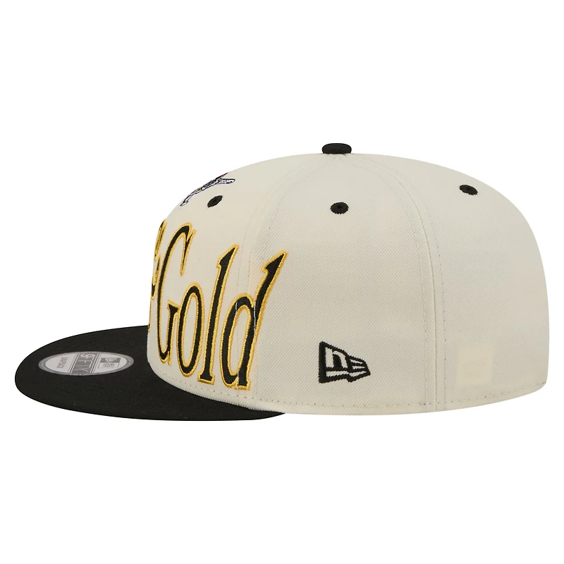 Men's New Era Cream Pittsburgh Pirates Oversized Slogan 9FIFTY Snapback Hat