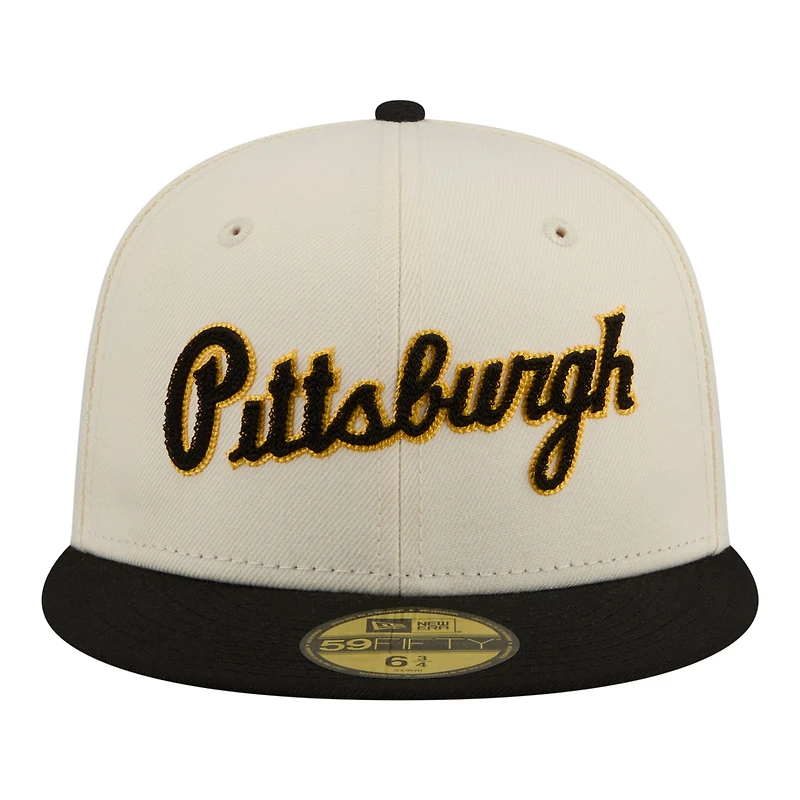Casquette ajustée New Era 59FIFTY crème Pittsburgh Pirates pour homme
