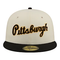 Casquette ajustée New Era 59FIFTY crème Pittsburgh Pirates pour homme