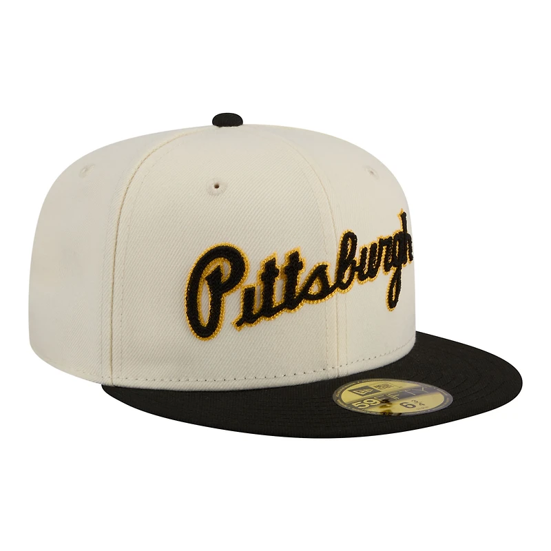 Men's New Era Cream Pittsburgh Pirates Two-Tone Stitch 59FIFTY Fitted Hat