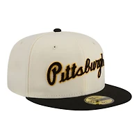 Men's New Era  Cream Pittsburgh Pirates Two-Tone Stitch 59FIFTY Fitted Hat