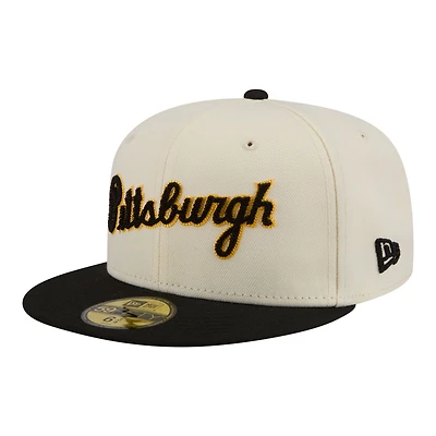 Men's New Era Cream Pittsburgh Pirates Two-Tone Stitch 59FIFTY Fitted Hat