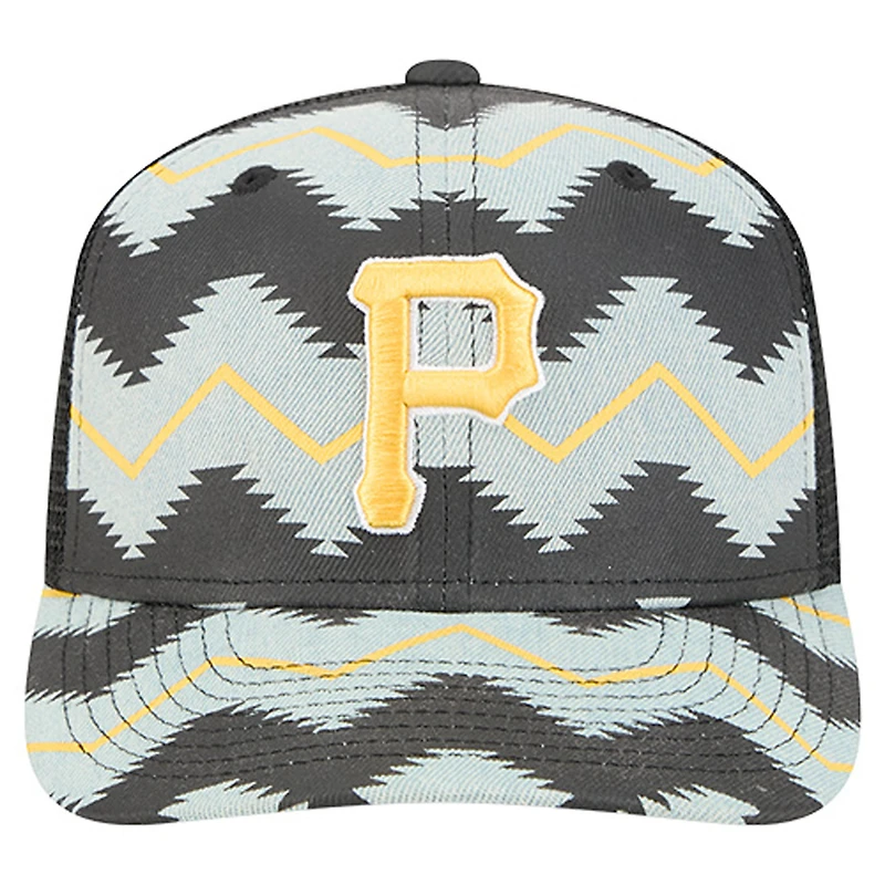 Men's New Era Denim/Black Pittsburgh Pirates Aztec Denim 9SEVENTY Adjustable Hat