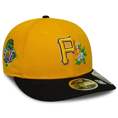 Casquette ajustée New Era 59FIFTY pour homme, or et noir, Pittsburgh Pirates, entraînement de printemps 2026, profil bas