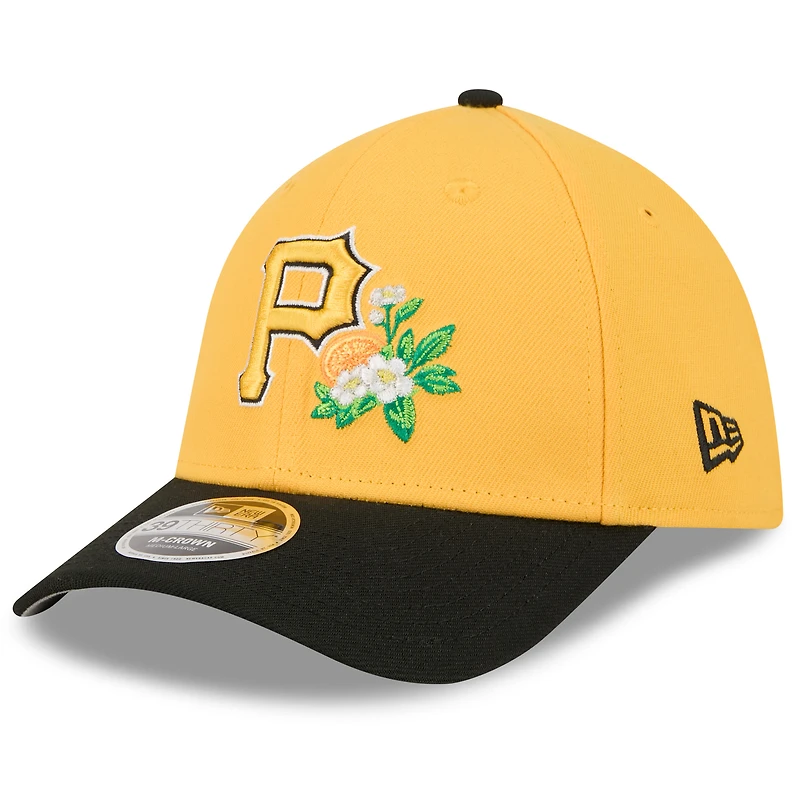 Casquette New Era Flex pour homme, or et noir, Pittsburgh Pirates, entraînement de printemps 2026, modèle M-Crown 39THIRTY