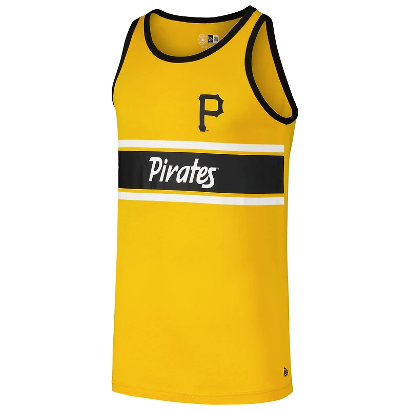 Men's New Era Gold Pittsburgh Pirates Jersey Ringer Tank Top