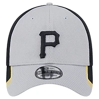 Casquette flexible 39THIRTY à bordure de visière des Pirates Pittsburgh New Era pour hommes, gris/noir