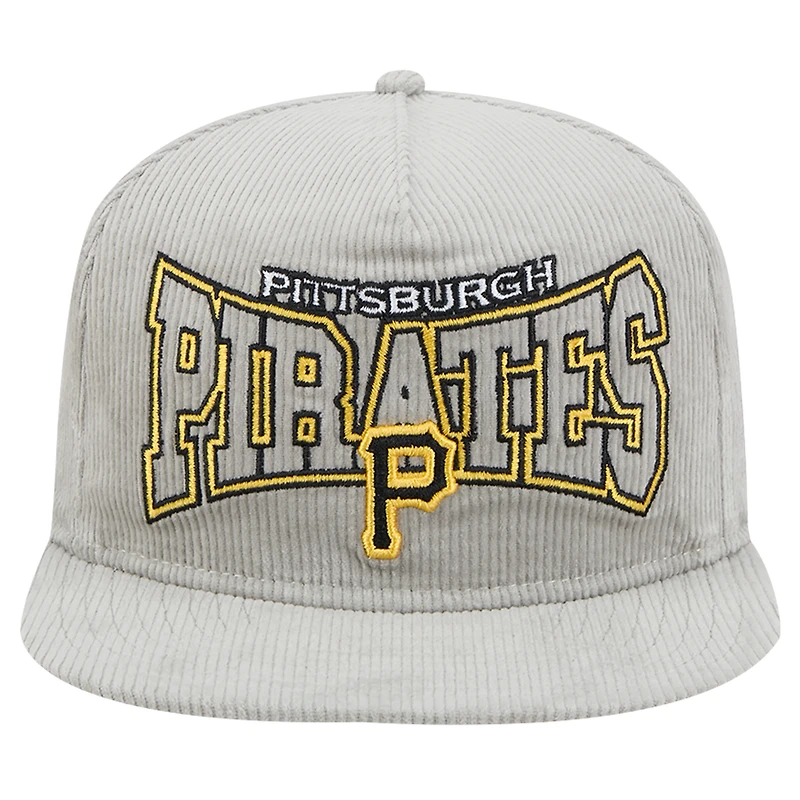 Men's New Era Gray Pittsburgh Pirates Corduroy Golfer Snapback Hat