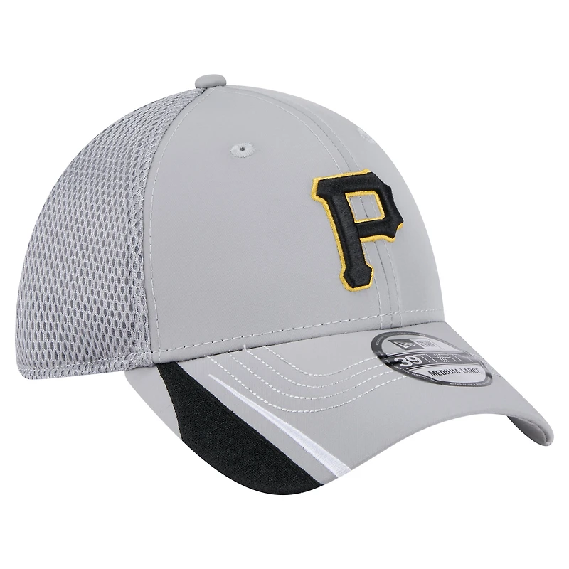Casquette Linear 39THIRTY Flex grise des Pirates de Pittsburgh pour homme New Era
