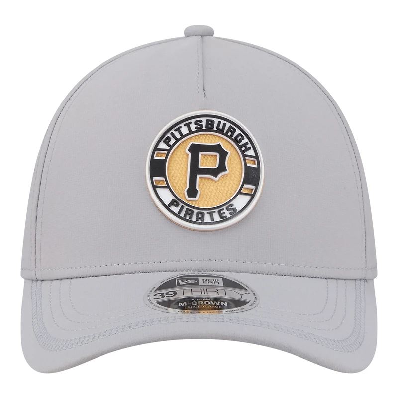 Men's New Era Gray Pittsburgh Pirates Patch 39THIRTY A-Frame M-Crown Perforated Flex Hat