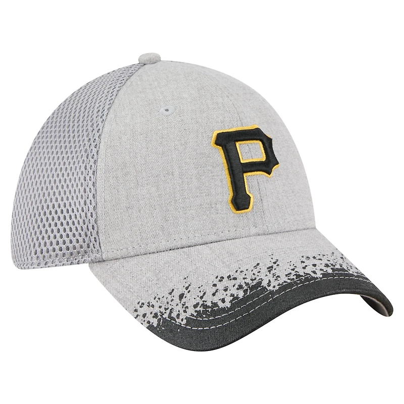 Casquette New Era 39THIRTY Flex grise pour homme, visière des Pirates de Pittsburgh, motif éclaboussures peinture