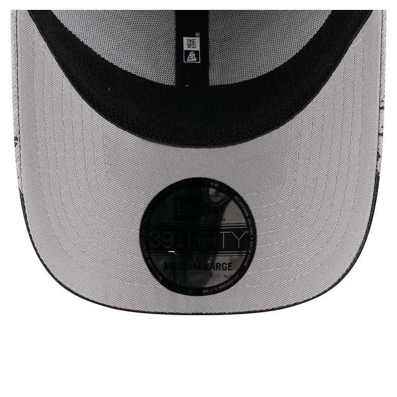 Casquette New Era 39THIRTY Flex grise pour homme, visière des Pirates de Pittsburgh, motif éclaboussures peinture