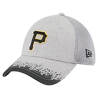 Casquette New Era 39THIRTY Flex grise pour homme, visière des Pirates de Pittsburgh, motif éclaboussures peinture