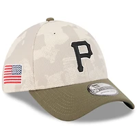 Casquette 39THIRTY Flex pour homme, beige clair/olive, Pirates de Pittsburgh 2025, Journée des forces armées