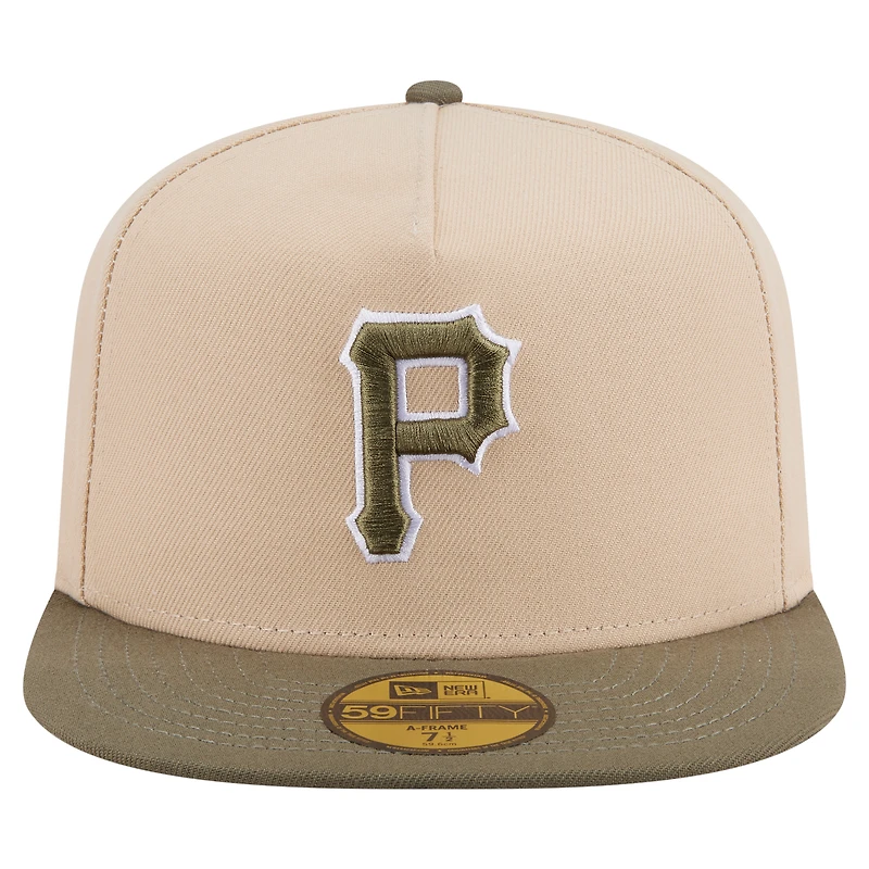 Casquette ajustée bicolore 59FIFTY des Pirates de Pittsburgh, beige clair/olive, pour homme, New Era