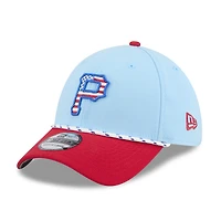 Men's New Era Light Blue/Red Pittsburgh Pirates 2025 Fourth of July 39THIRTY Flex Hat