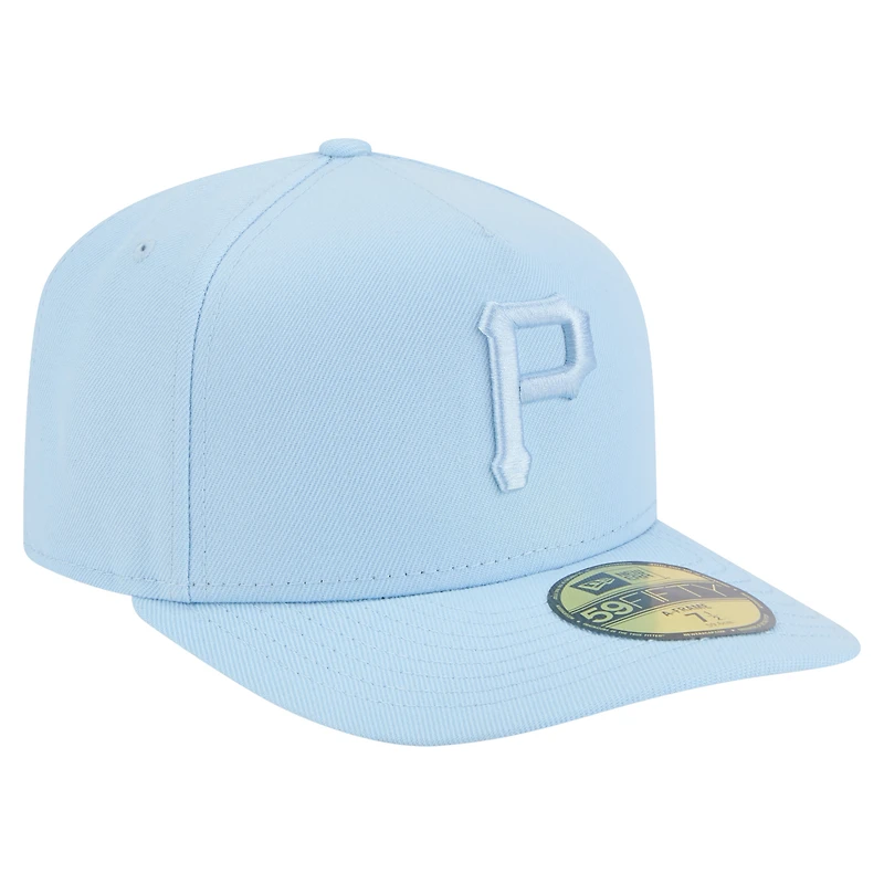 Casquette ajustée New Era 59FIFTY bleu clair pour homme, coloris A-Frame, des Pirates de Pittsburgh