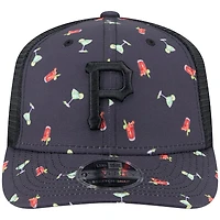 Men's New Era Navy Pittsburgh Pirates Adventure Drinks Pattern 9SEVENTY Stretch-Snap Hat