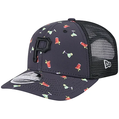 Men's New Era Navy Pittsburgh Pirates Adventure Drinks Pattern 9SEVENTY Stretch-Snap Hat