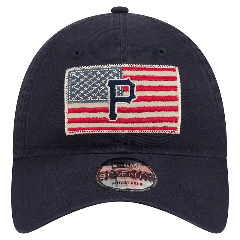 Men's New Era Navy Pittsburgh Pirates Americana Flag 9TWENTY Adjustable Hat