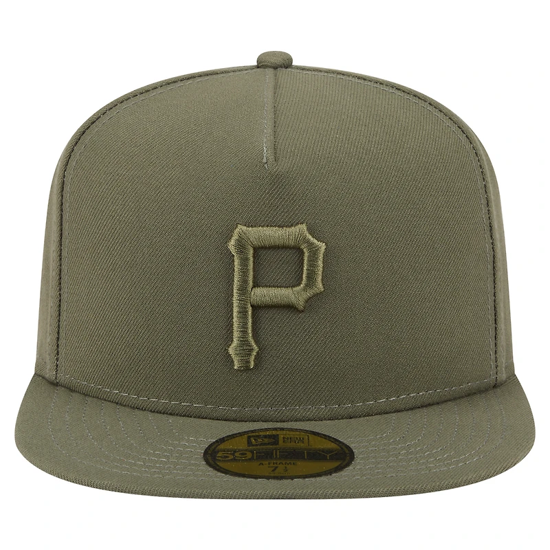 Men's New Era Olive Pittsburgh Pirates Color Pack A-Frame 59FIFTY Fitted Hat