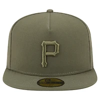 Men's New Era Olive Pittsburgh Pirates Color Pack A-Frame 59FIFTY Fitted Hat