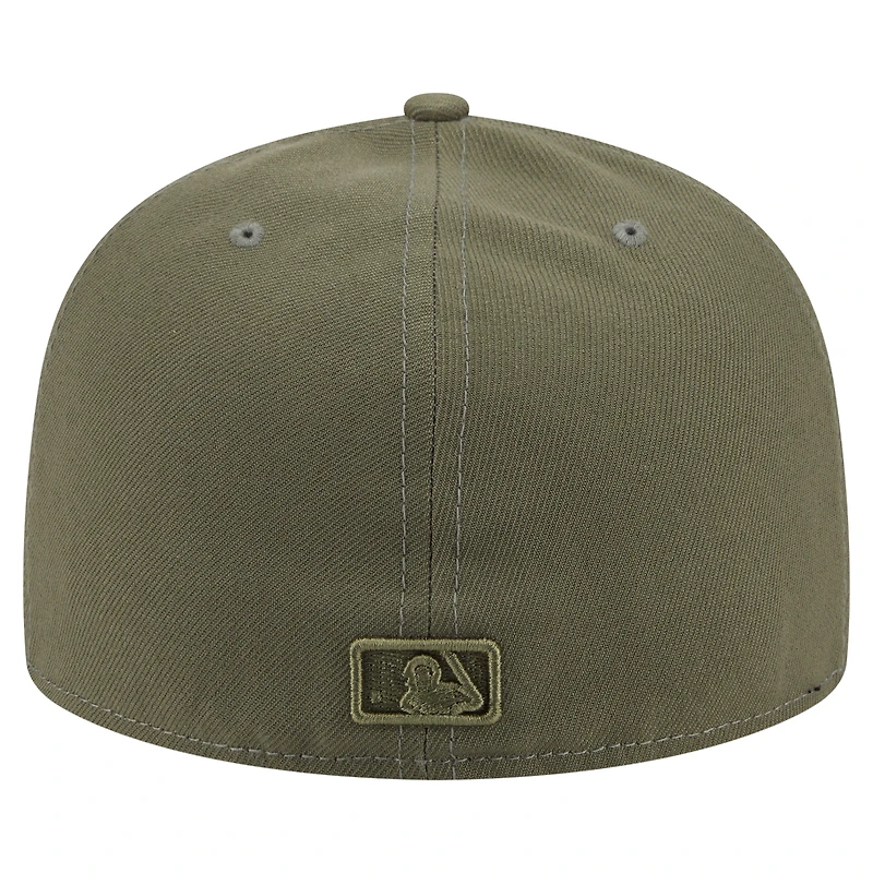 Men's New Era Olive Pittsburgh Pirates Color Pack A-Frame 59FIFTY Fitted Hat