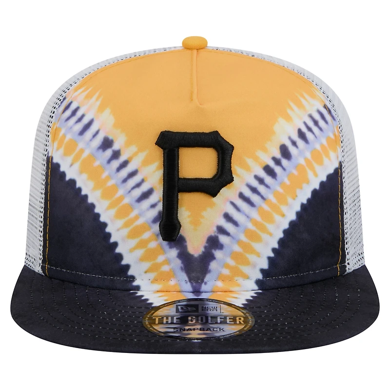 Casquette ajustable New Era Pittsburgh Pirates Tie-Dye Golfer Trucker pour homme